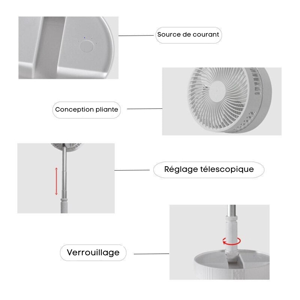 FoldAir - Ventilateur portable rétractable sans fil - All-In-One Emporium