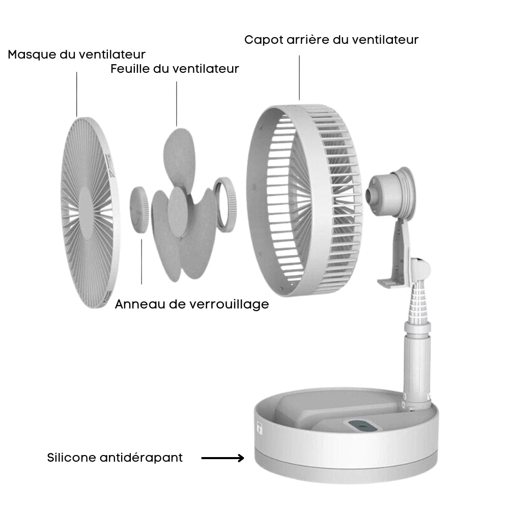 FoldAir - Ventilateur portable rétractable sans fil - All-In-One Emporium